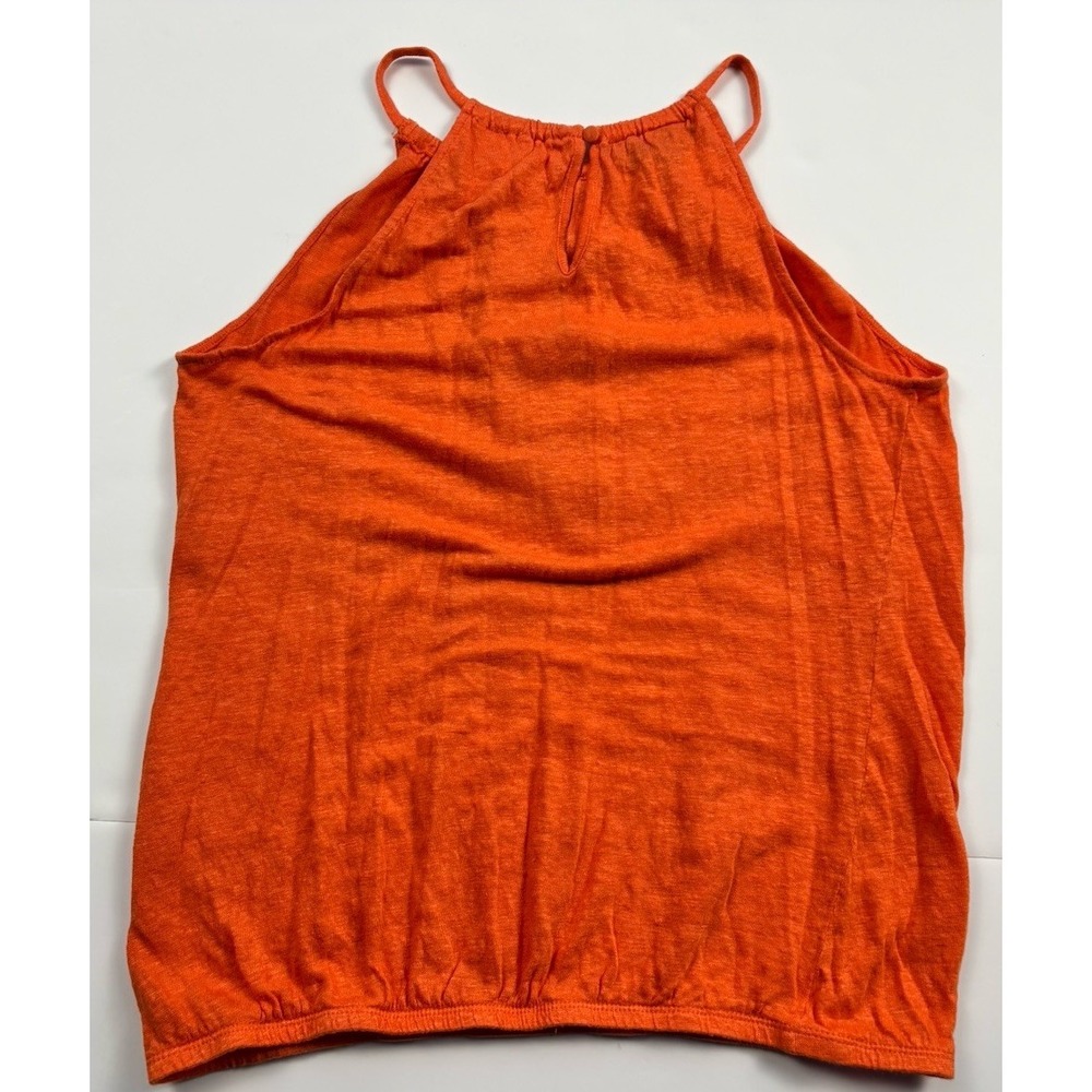 INC INTERNATIONAL CONCEPTS Orange Linen Beaded Embroidered Halter Top Sz Large - Picture 5 of 8
